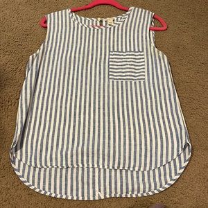 Blue and white striped J Crew top. Size 8